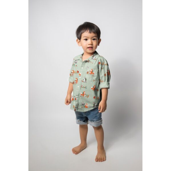 POPPY FABRICS - FINE POPLIN FOREST ANIMALS - JEANS KLEUR