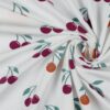 POPPY FABRICS - JERSEY GLITTER CHERRIES - OFF WHITE