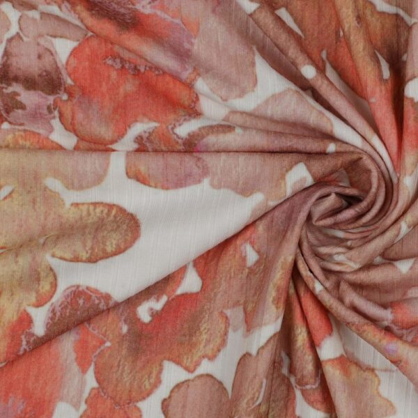 POPPY FABRICS - RIB JERSEY - DIGITAL FLOWERS - PEACH