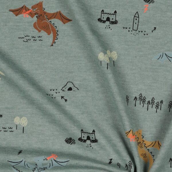 06016.017_image2 POPPY FABRICS - JERSEY MELANGE NEON DRAGONS - DARK MINT