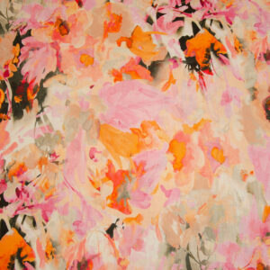 HILCO TEXTILES - NICOLA - FLOWERS - ORANGE/ROSE - LINNEN